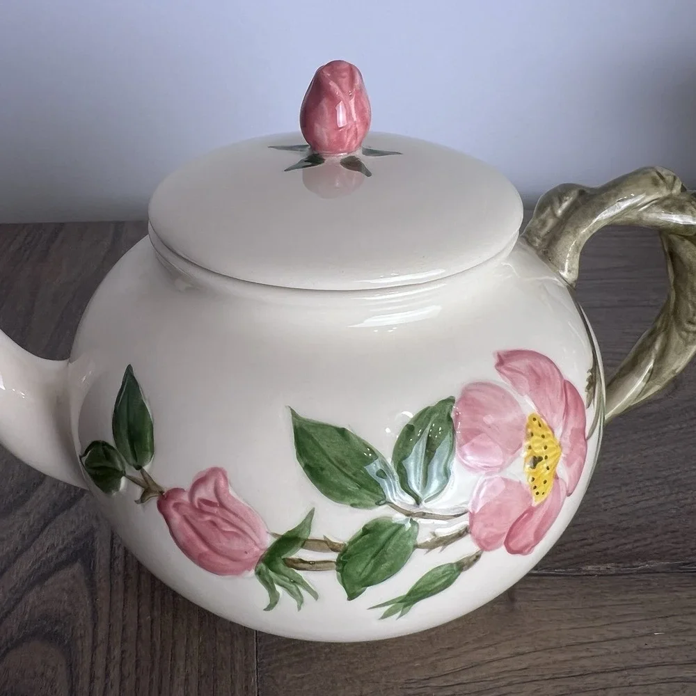 VTG 1940-47 Franciscan Desert Rose Teapot with Lid California USA Signed 4 Cup